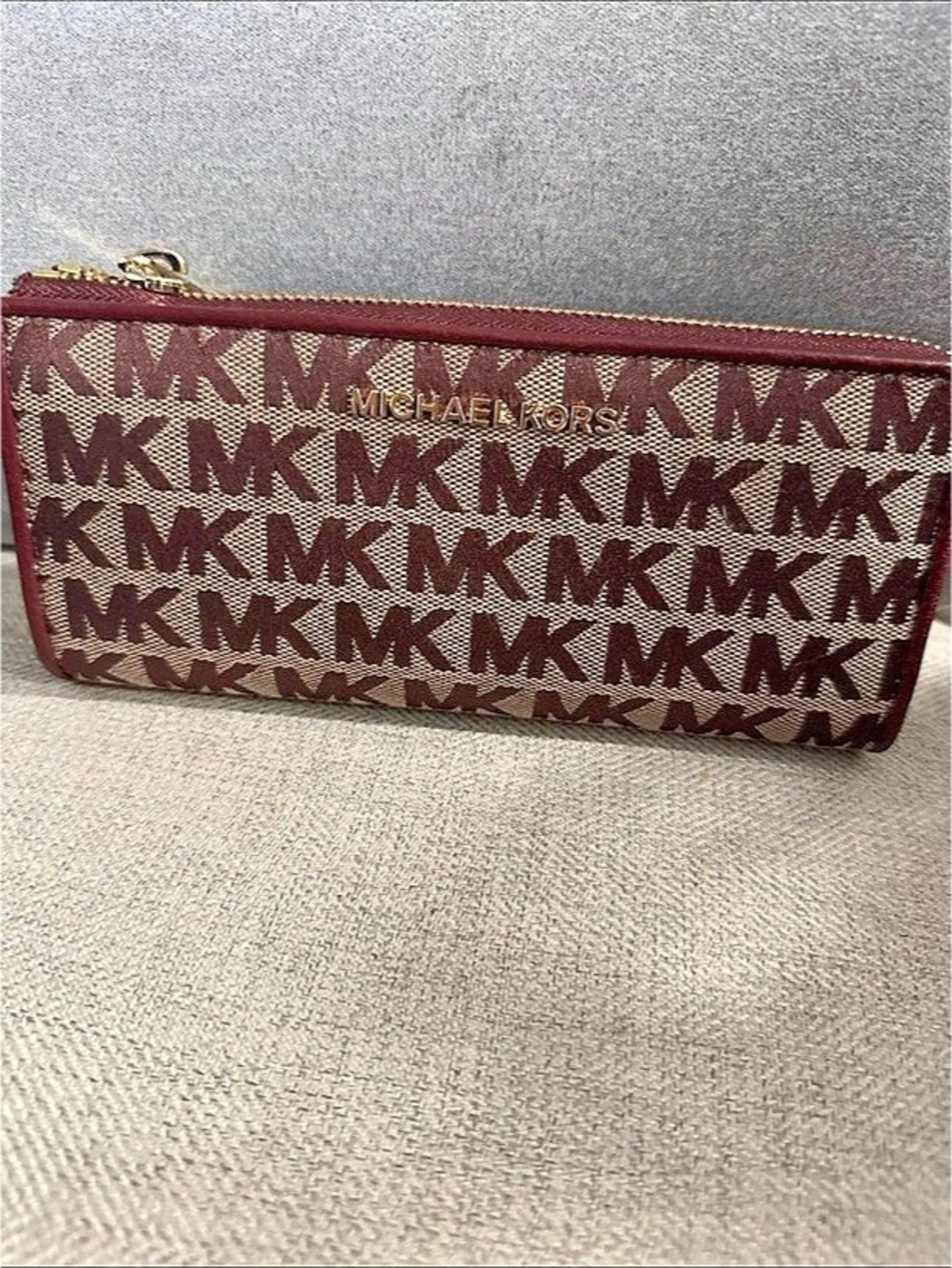 Michael Kors Jet Set Travel Large Logo Continental Wristlet Pink & Brown
